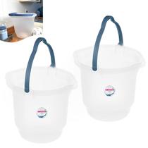 Kit 2 Balde Plástico 12 Litros Para Limpeza De Casa Lavandeira Com Alças Transparente - Sanremo