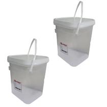 Kit 2 Balde Plástico Alimentício C/ Tampa e Alça 3,6L