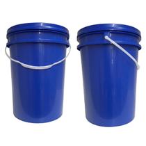 Kit 2 Baldes 22 Litros Azul Atóxico Alimentício c/ Tampa Lacre Hermética e Alça Plástica