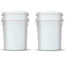 Kit 2 Baldes 24 Litros Branco Atóxico Alimentício c/ Tampa Lacre Hermética e Alça Plástica Kit 2 Baldes 24 Litros Branco Atóxico Alimentício c/ Tampa Lacre Hermética e Alça Plástica