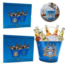 Kit 2 Baldes Alumínio Gelo Grande Azul Escudo Grêmio Cerveja Kit 2 Baldes Alumínio Gelo Grande Azul Escudo Grêmio Cerveja