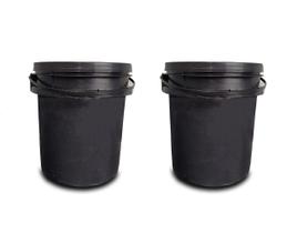Kit 2 Baldes Baldinhos 5 Litros Preto Tampo Hermético Alça Plástica Kit 2 Baldes Baldinhos 5 Litros Preto Tampo Hermético Alça Plástica