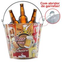 Kit 2 Baldes De Gelo Para Cerveja Estampado Em Metal Galvanizado 4,8 Litros
