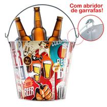 Kit 2 Baldes De Gelo Para Cerveja Estampado Em Metal Galvanizado 4,8 Litros