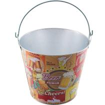 Kit 2 Baldes De Gelo Para Cerveja Estampado Em Metal Galvanizado 4,8 Litros