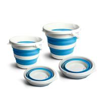 Kit 2 Baldes Dobrável Retrátil Flexível 5 L e 10 L Silicone Com Alça TOP