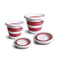 Kit 2 Baldes Dobrável Retrátil Flexível 5 L e 10 L Silicone Com Alça TOP