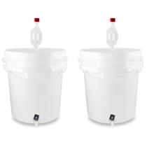Kit 2 Baldes Fermentadores Completo Com Torneira Plástica e Airlock 5 Litros