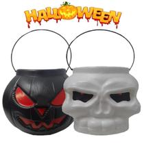 Kit 2 Baldes Grande Halloween Para Doces Ou Decoração