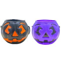 Kit 2 Baldes Pequenos Halloween Abobora 8cmx10cm