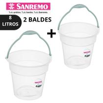 Kit 2 Baldes Plástico Transparente com Alça 8 Litros Oba Sanremo