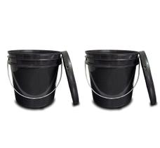 Kit 2 Baldes Preto 10 Litros Reforçado Uso Geral Tampa e Alça Plástica