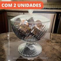 Kit 2 Baleiro com Tampa Bomboniere Acrílico Twist Sobremesa
