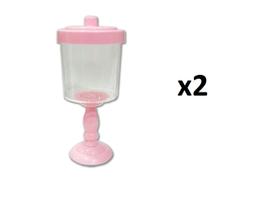 Kit 2 Baleiros decorativo Rosa claro c/ suporte resistente