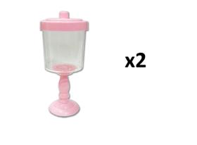 Kit 2 Baleiros Decorativo Rosa Claro Com Suporte Resistente