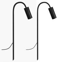 Kit 2 Balizadores Espetos Luminárias Jardim Curvo Preto 65cm