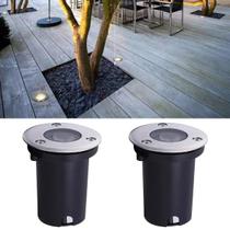 Kit 2 Balizadores Led SMD Blindado 1W Bivolt Spot De Embutir Em Piso Chão Gramado Escada Jardim Luz Branco Quente