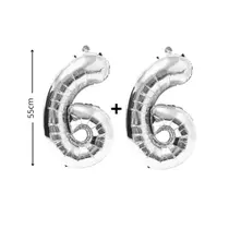 Kit 2 Balões De Número Prata Metalizado -55 Cm Balão Festa