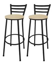 Kit 2 Banco Banqueta Alta Encosto Chapa Preta Aço Bar Balcão Gourmet Assento Estofado Kit 2 Banco Banqueta Alta Encosto Chapa Preta Aço Bar Balcão Gourmet Assento Estofado