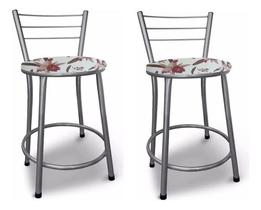 Kit 2 Banco Banqueta Baixa Prata p/ Mesa Cozinha Bar Lanchonete