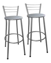 Kit 2 Banco Banqueta Bar Gourmet Alta C/ Encosto Prata Kit 2 Banco Banqueta Bar Gourmet Alta C/ Encosto Prata