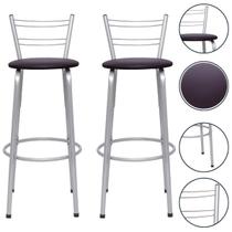 Kit 2 Banco Banquetas Alta Bar Balcão Cozinha Gourmet Bistrô Bancada Area Lazer Reforçada Itagold