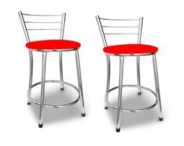 Kit 2 Banco Banquetas Baixa Cromada C/ Encosto