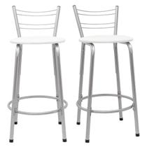 Kit 2 Banco Para Balcão Ilha Bistrô Banqueta 60cm Flórida Prata Bar Cozinha Área Gourmet Churrasqueira Edicula