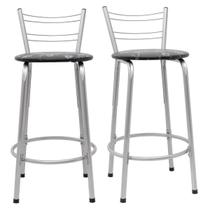 Kit 2 Banco Para Balcão Ilha Bistrô Banqueta 60cm Flórida Prata Bar Cozinha Área Gourmet Churrasqueira Edicula