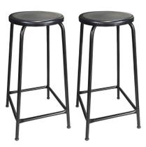 Kit 2 Bancos Alto 75 cm de Metal Banqueta Empilhavel Para Bar Balcão Cozinha Preta