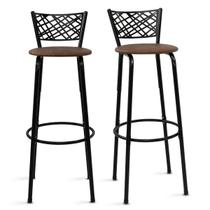 Kit 2 Bancos Altos Banquetas 80cm Eclipse Preta Ideal Cozinha Gourmet Balcão Ilha Área de Lazer Bar Itagold