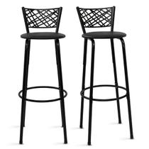 Kit 2 Bancos Altos Banquetas 80cm Eclipse Preta Ideal Cozinha Gourmet Balcão Ilha Área de Lazer Bar Itagold