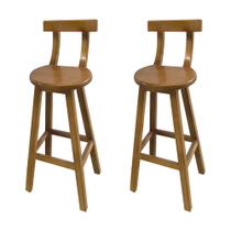Kit 2 Bancos Altos Bistrô de Madeira com Encosto Girafa Ideal para Bar e Restaurante Natural