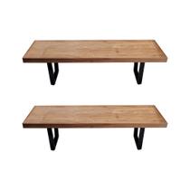 Kit 2 Bancos Bancão Lateral Mesa Industrial 1,20m Ferragem Preta