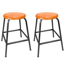 Kit 2 Bancos Banqueta Bar Empilhavel de Metal 55cm de Para Cozinha Assento Plástico Laranja