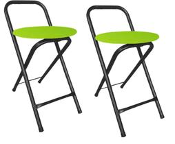 Kit 2 Bancos Banqueta Dobrável Baixa Assento Estofado Redondo