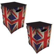 Kit 2 Bancos Banqueta Organizadoras MDF Modelo Reino Unido