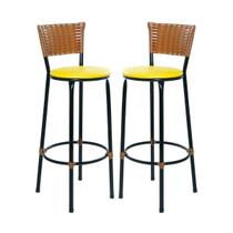 Kit 2 Bancos Banquetas Para Bistrô Sofisticadas Com Encosto E Assento Napa Com Estofado