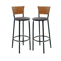Kit 2 Bancos Banquetas Para Bistrô Sofisticadas Com Encosto E Assento Napa Com Estofado