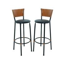 Kit 2 Bancos Banquetas Para Bistrô Sofisticadas Com Encosto E Assento Napa Com Estofado