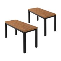 Kit 2 bancos ciplafe mega tubo preto fosco assento amendoa 0,99m x 0,34m