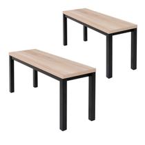 Kit 2 bancos ciplafe mega tubo preto fosco assento carvalho montreal 0,99m x 0,34m