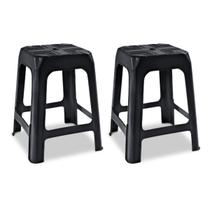 Kit 2 Bancos Plastico Banqueta Banquinho Resistente 110kg Preto Churrasco Bar Manicure Kit 2 Bancos Plastico Banqueta Banquinho Resistente 110kg Preto Churrasco Bar Manicure
