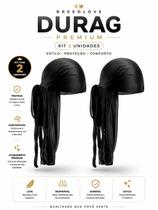 Kit 2 Bandana Durag Touca Waves DuRag Hip Hop Trap Na Cor Preta Touca De Compressão Waves Cap Breedlove ENVIO RAPIDO