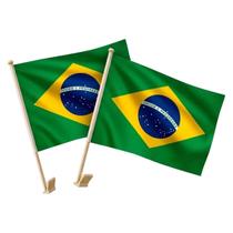 KIT 2 Bandeira do Brasil com Haste Carro Copa Brasil KIT 2 Bandeira do Brasil com Haste Carro Copa Brasil