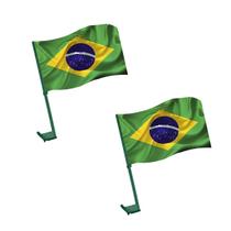 Kit 2 Bandeiras Do Brasil Vidro de Carro Com Haste 30x45cm