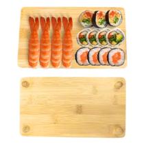 Kit 2 Bandeja Bambu 24cm Prato Sushi Restaurante Multiuso