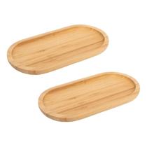 Kit 2 Bandeja Bambu Oval 34cm Ecokitchen Mimo Style Travessa Tábua Gamela Petisqueira