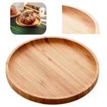 Kit 2 Bandeja Bambu Redonda Cozinha Petisqueira Tábua 20cm Multiuso Lyor