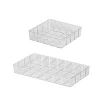 Kit 2 Bandeja Bisotê Organizadora Cristal Retangular Em Acrílico